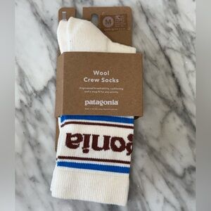 Patagonia, Merino Wool Blend Crew Socks, Park Stripe: Birch White, Medium
